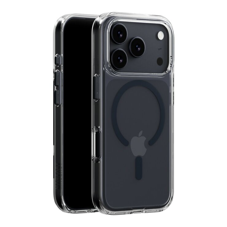 MAGEASY Bright M 不發黃軍規磁吸透明殼 iPhone 17 Pro(午夜磁圈) + 鏡頭保護貼Lenz(炫彩) + Vetro 9H 鋼化玻璃保護膜