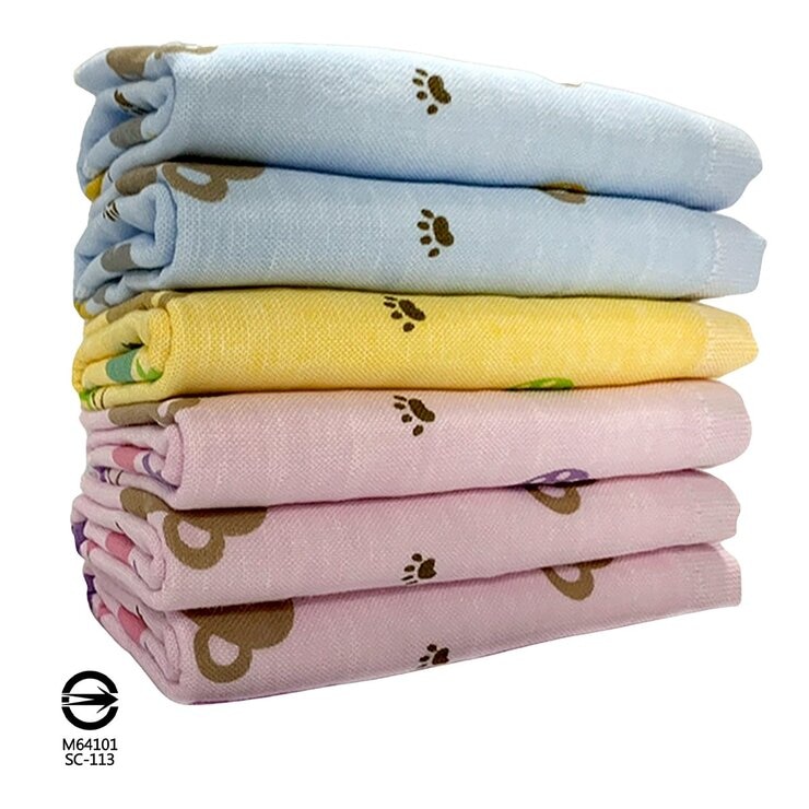 Gemini 純棉無捻紗布方巾 6入 34公分 X 34公分