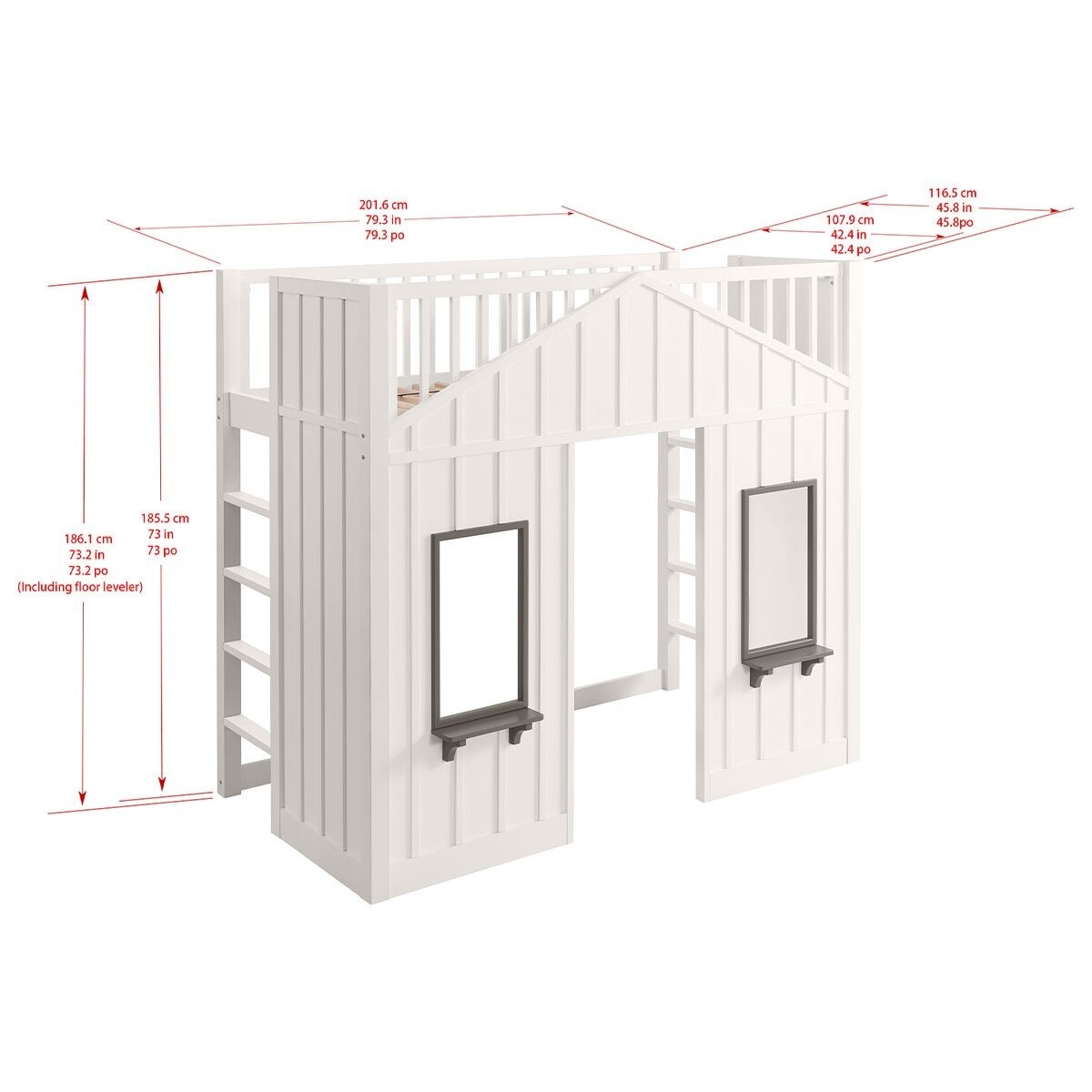 Bayside Furnishings 小屋造型上舖床架+幻知曲美規單人床墊