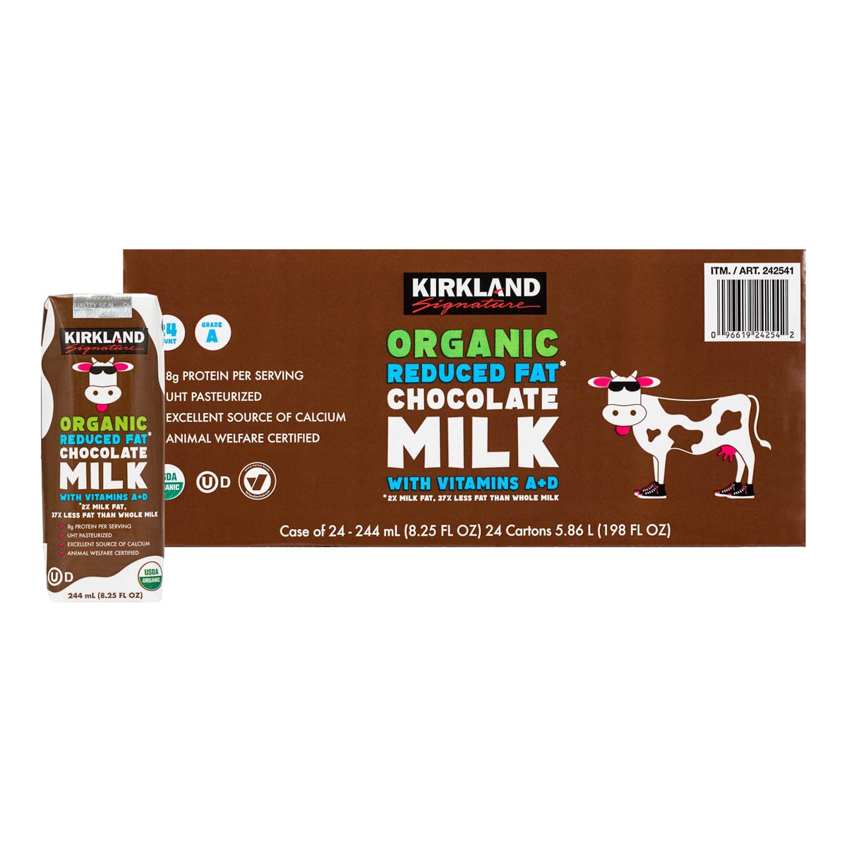 Kirkland Signature 科克蘭 有機減脂巧克力保久調味乳 244毫升 X 24入