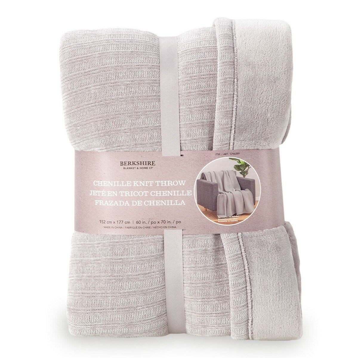 Berkshire 織紋柔軟舒適毯 152公分 X 177公分 灰