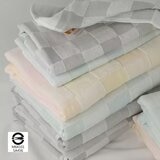Gemini 雙星毛巾彩色方格雙層紗布浴巾 2入組 65公分 X 137公分 粉 / 黃 + 藍