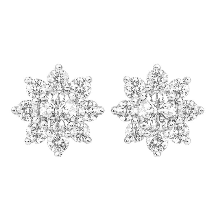 0.75克拉 14K白K金 圓形鑽石耳環 VS2/I
