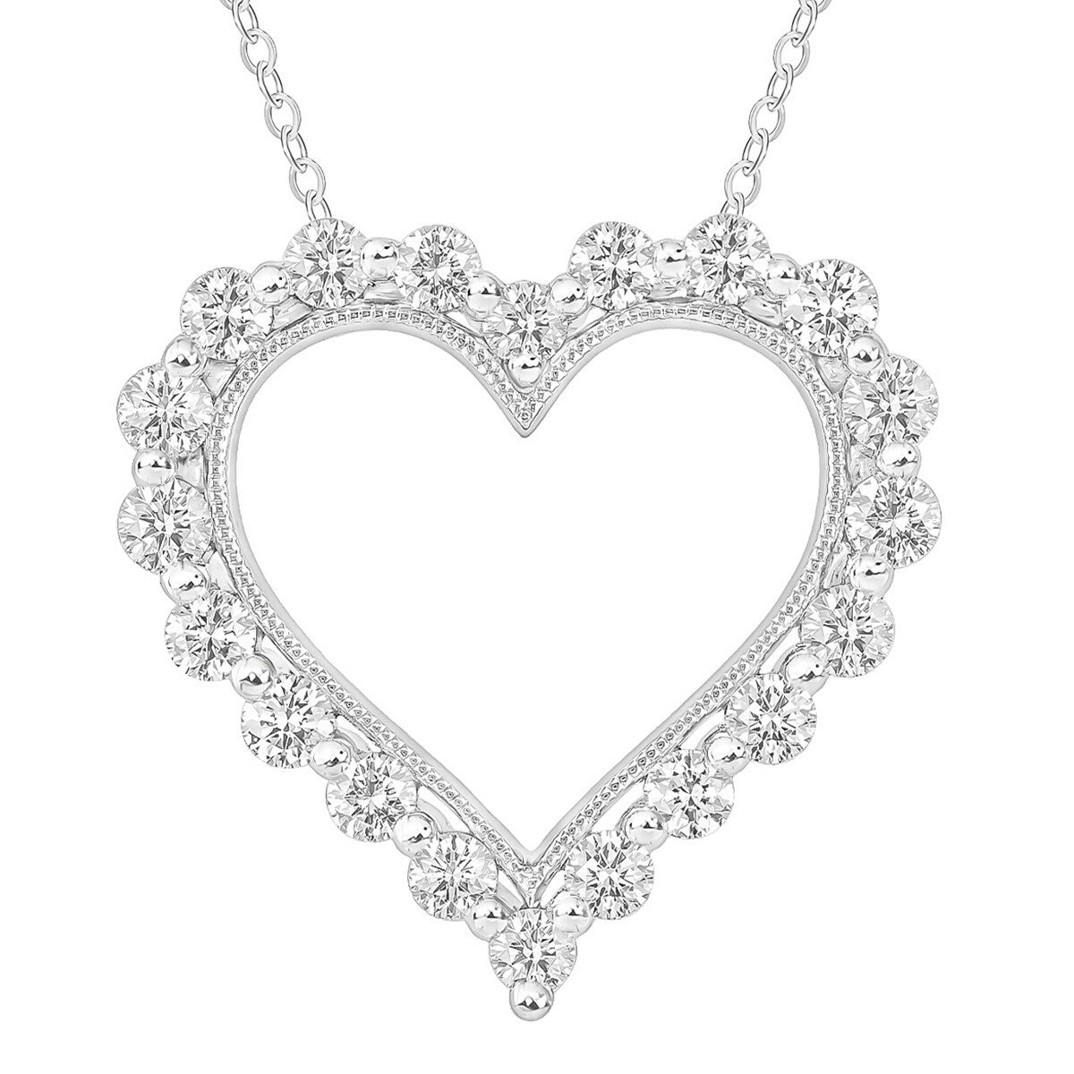 1.00克拉 圓形鑽石心型項鍊 VS2/I 1.00克拉 圓形鑽石心型項鍊 VS2/I