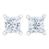 0.73 克拉 14K白K金 方形鑽石耳環 VS2/G