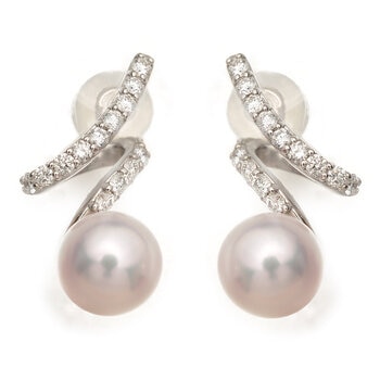 Tokyo Pearl 0.21克拉 18K白K金 6.5公釐 Akoya珍珠鑽石耳環