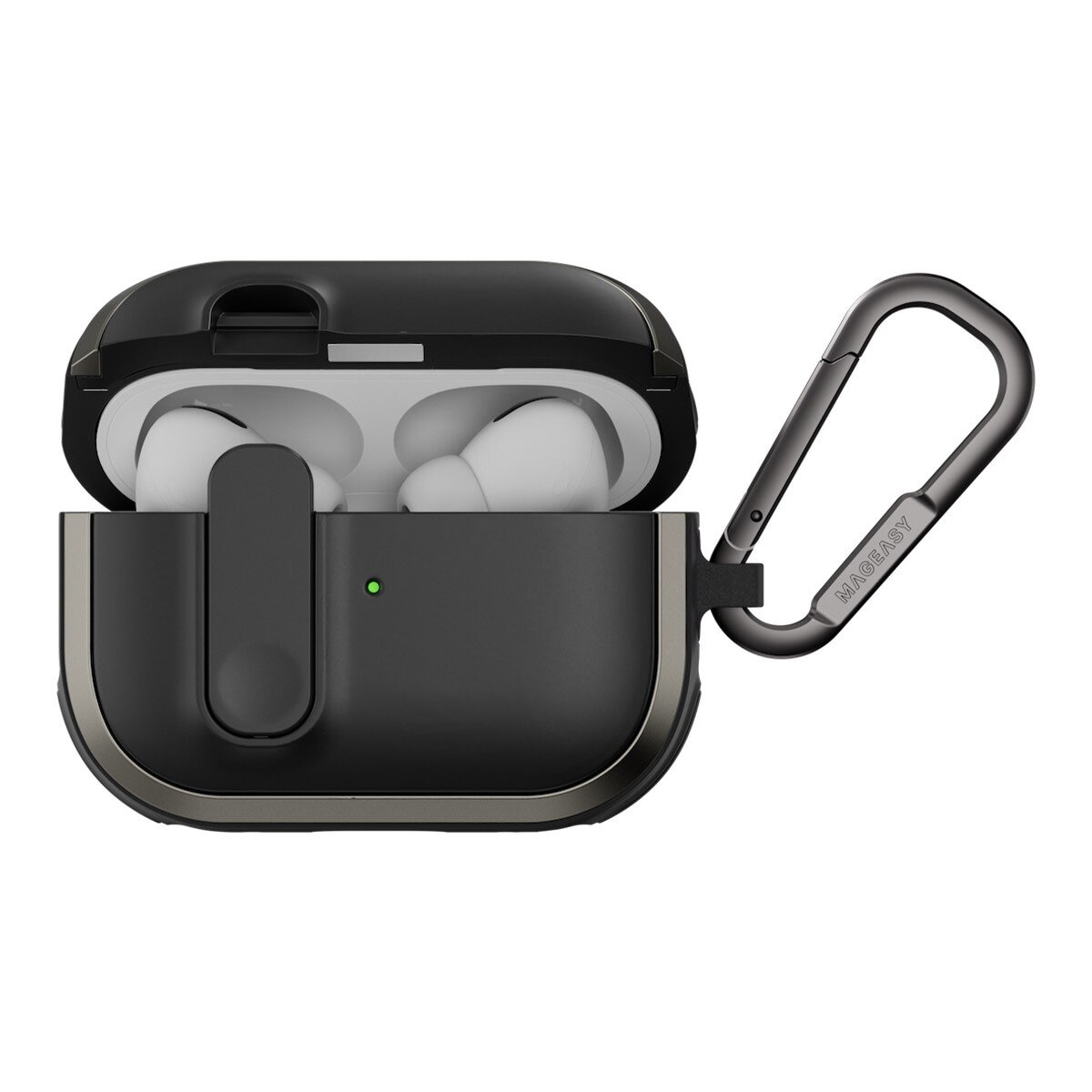 MAGEASY Odyssey 抗衝擊磁扣手繩耳機殼 AirPods Pro 1 & 2 金屬黑
