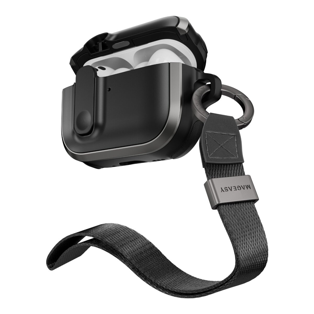 MAGEASY Odyssey with Wrist Strap 抗衝擊磁扣耳機殼 AirPods Pro 3 金屬黑