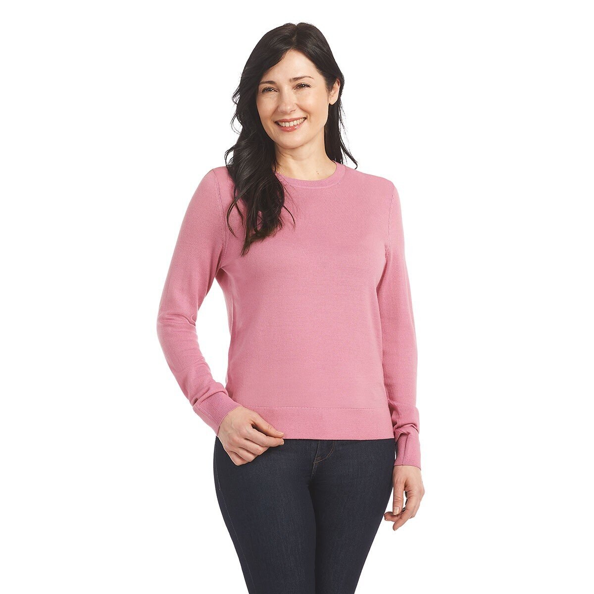 Katherine Barclay Ladies' Merino Wool Long Sleeve Sweater Pink