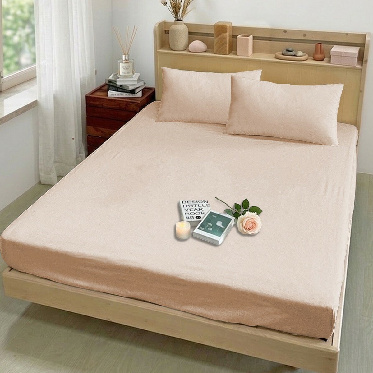 Caliphil 美國棉單人床包枕套三件組 107公分 X 190公分 奶茶