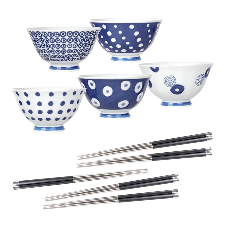 西海輕量波佐見燒飯碗及304不鏽鋼筷 X 各5組