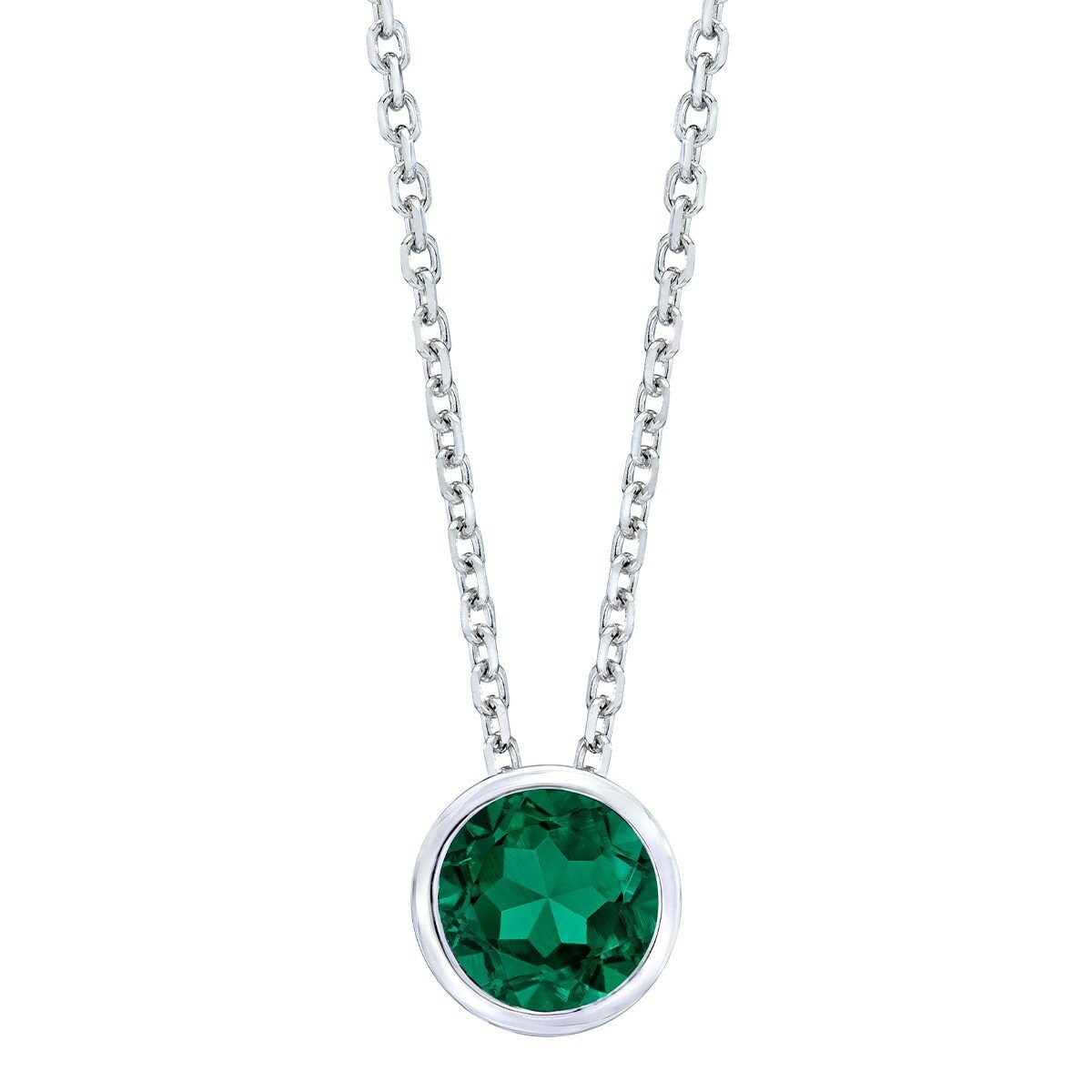 14K白K金 祖母綠寶石項鍊