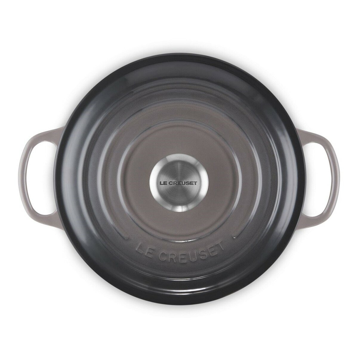 Le Creuset 雙耳圓形鑄鐵深圓鍋 含鋼頭鍋蓋 24公分 燧石灰