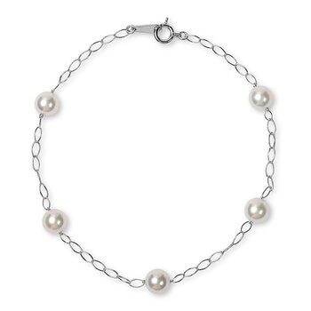 Tokyo Pearl 18K白K金 5.5公釐 - 6.0公釐 Akoya 珍珠手環