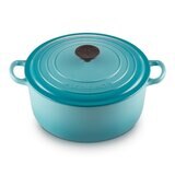 Le Creuset 雙耳圓形鑄鐵鍋 含電木頭鍋蓋 26公分 加勒比藍