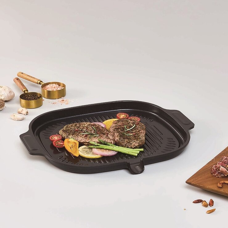 CHEFWAY 陶瓷不沾塗層萬用IH雙耳烤盤 32公分 黑