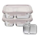 Fenger 可微波304不鏽鋼分隔保鮮盒 含蓋4件組 二隔1000毫升
