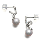 Tokyo Pearl 0.21克拉 18K白K金 6.5公釐 Akoya珍珠鑽石耳環