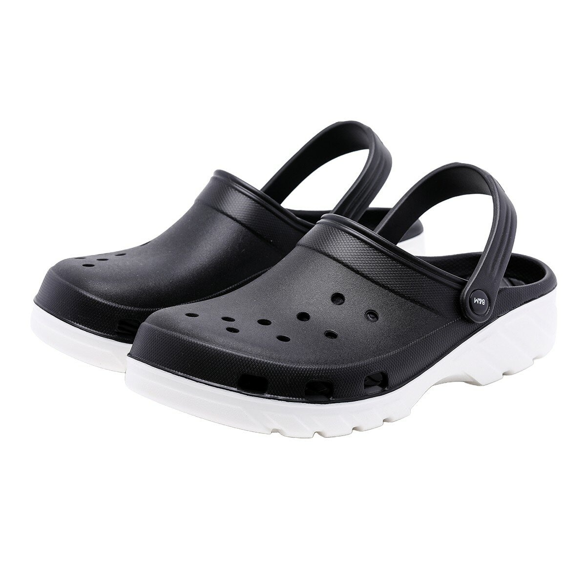 母子鱷魚 水陸雙色洞洞鞋 黑+白底