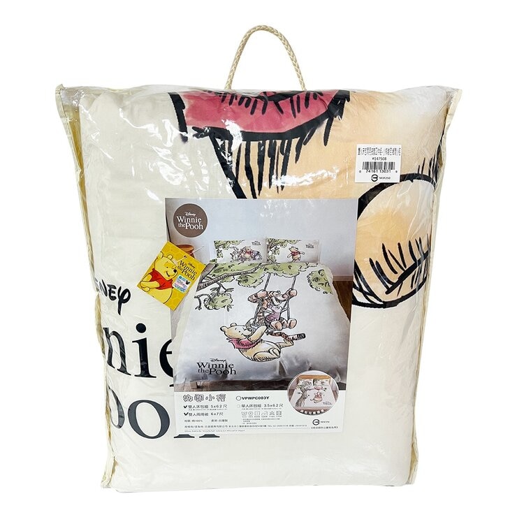 MIT 精梳棉雙人床包 兩用被套 4件組 小熊維尼 鄉間小徑