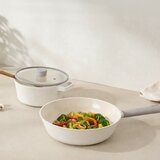 Neoflam 陶瓷不沾塗層鍋具 含玻璃上蓋 3件組 白