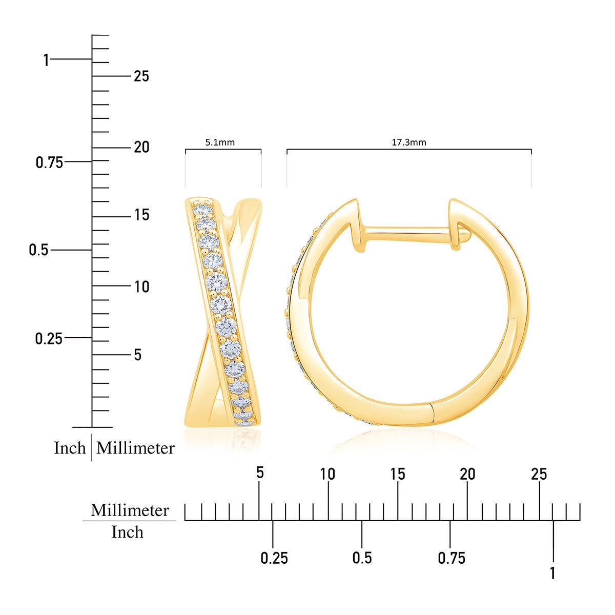 0.25克拉 14K黃K金 圈型圓形鑽石耳環 VS2/I