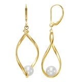 淡水珍珠耳環 14K黃K金 7公釐-7.5公釐