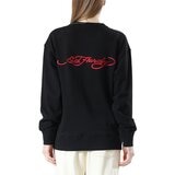 Ed Hardy 女刺繡圓領長袖上衣 黑