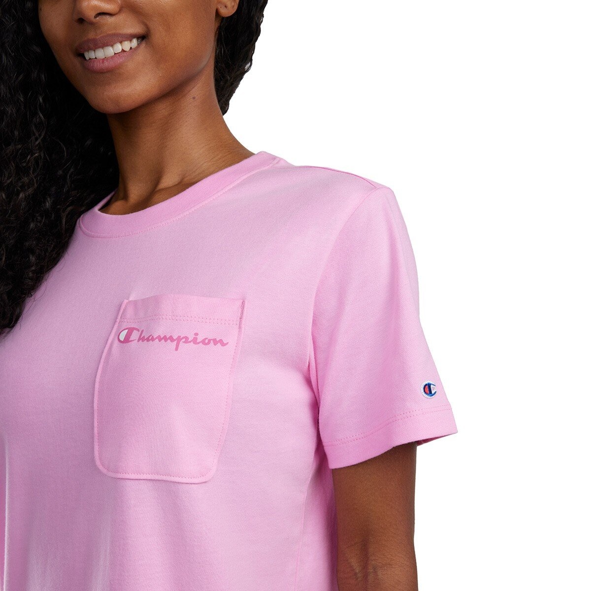Champion 女短袖上衣 粉紫
