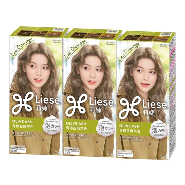 莉婕 泡沫染髮劑 青檸亞麻灰色 3入