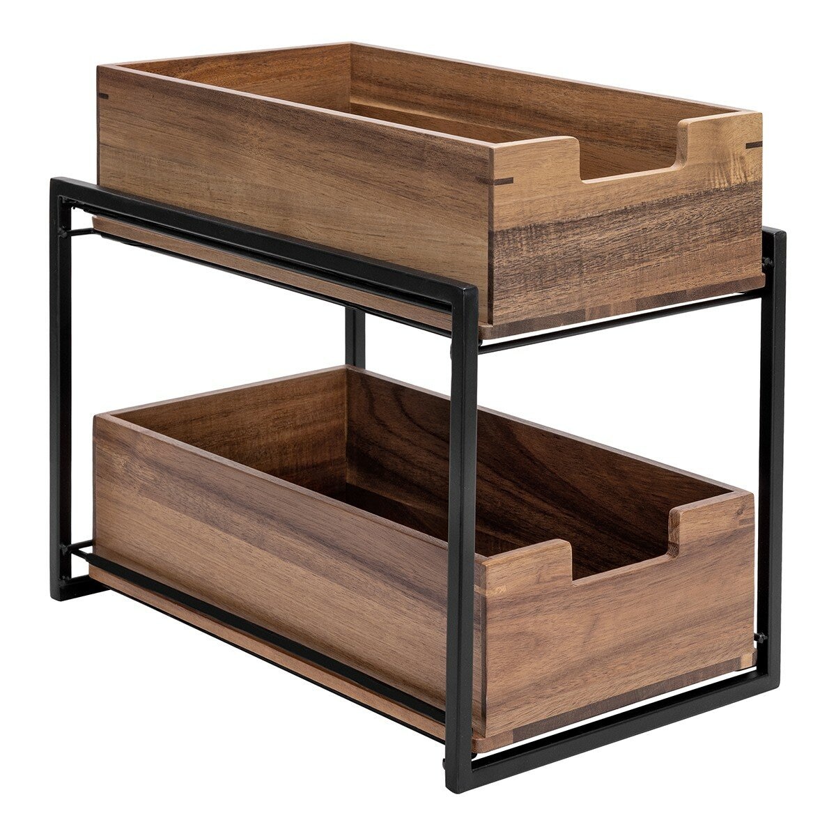 Seville Classics 雙層木製抽屜式置物籃架