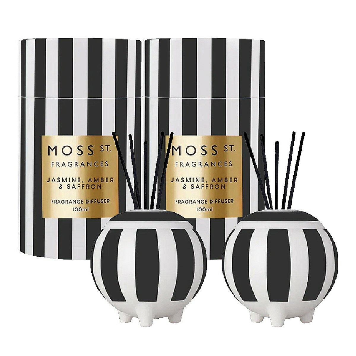 MOSS ST. FRAGRANCES 迷你陶瓷擴香 100毫升 X 2入組 茉莉、琥珀和藏紅花