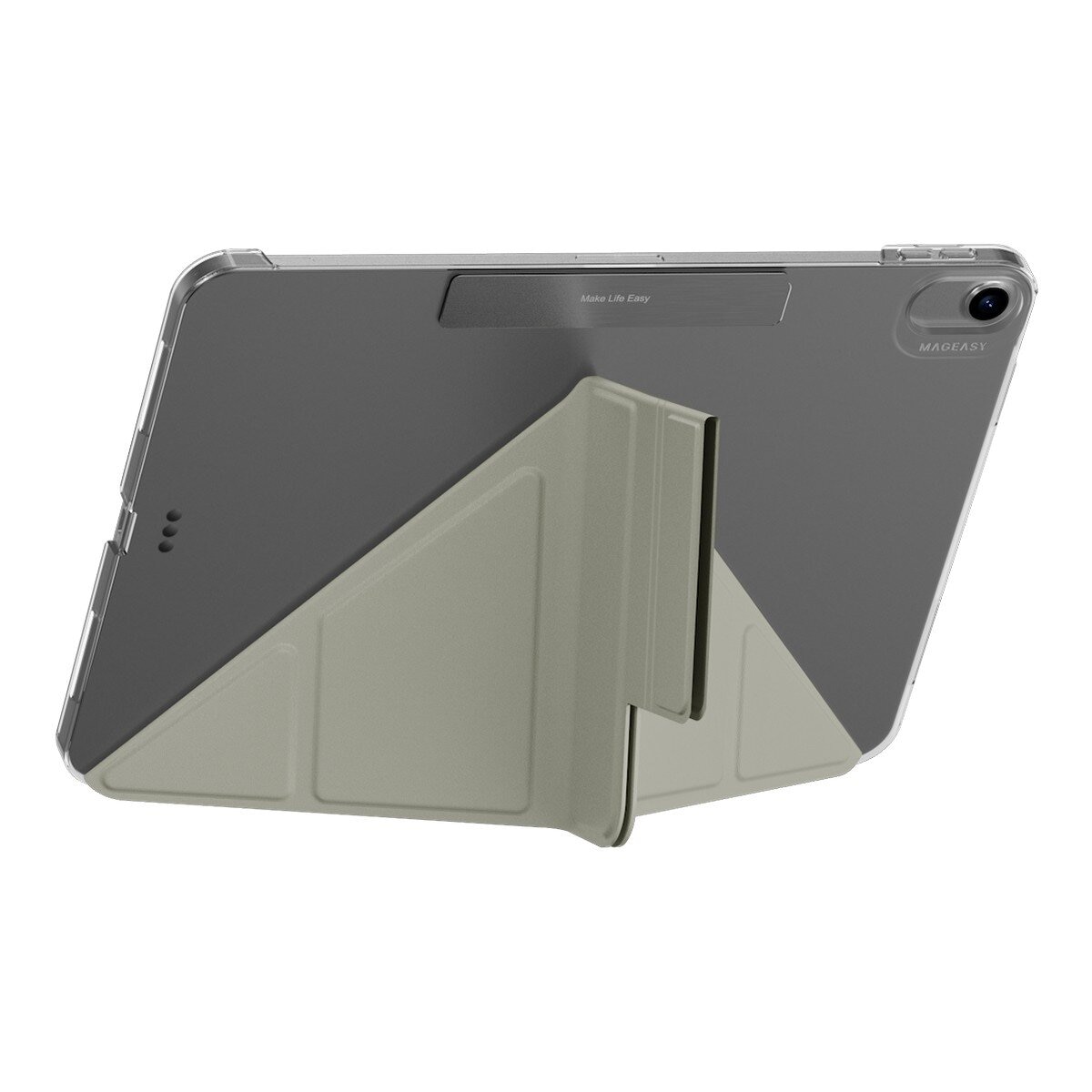 MAGEASY Facet 全方位支架透明背蓋保護套 適用於 2024 iPad Air 11吋 2025 M3 / 2024 M2 星光灰