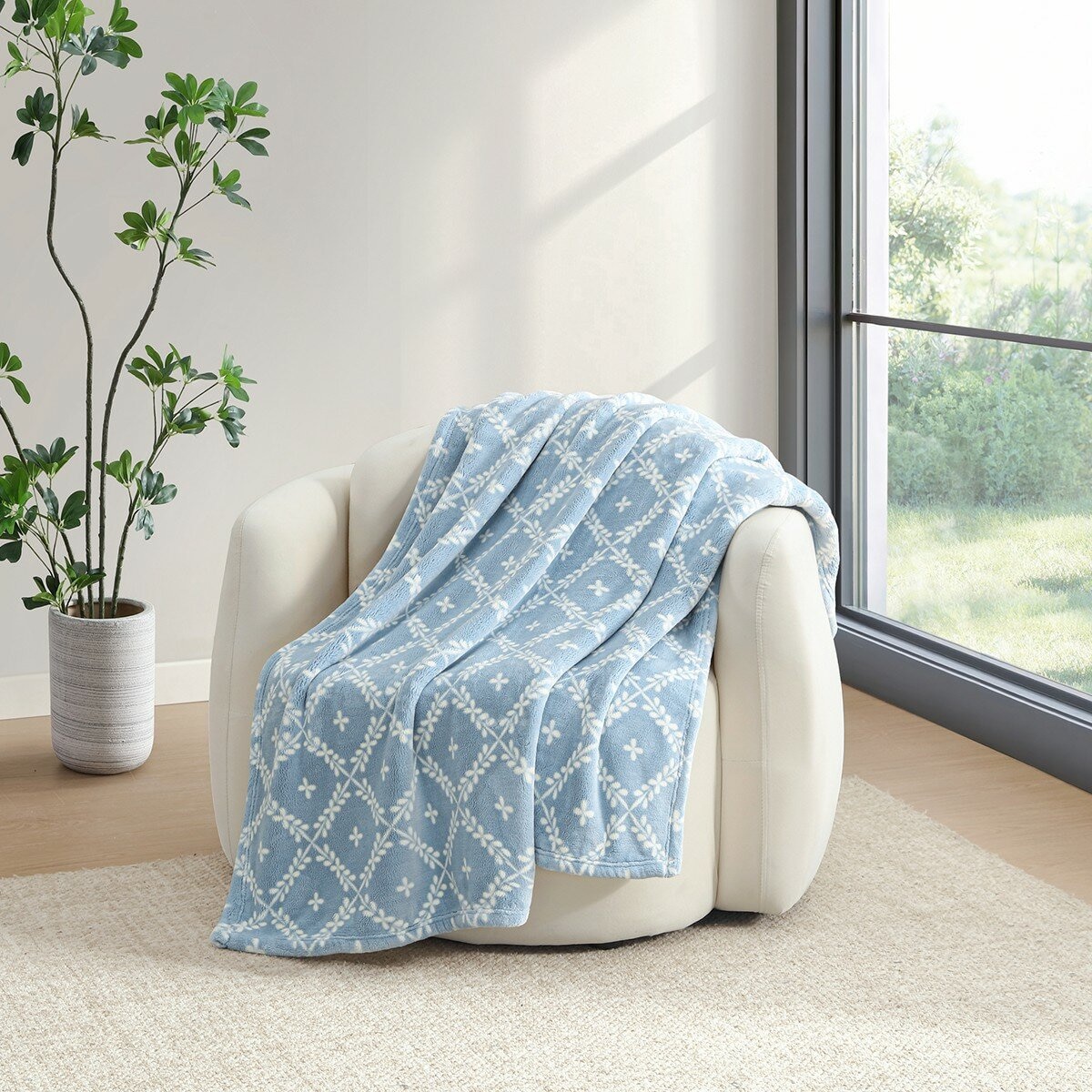 Casual Living 印花柔軟舒適毛毯 152公分 X 177公分 藍