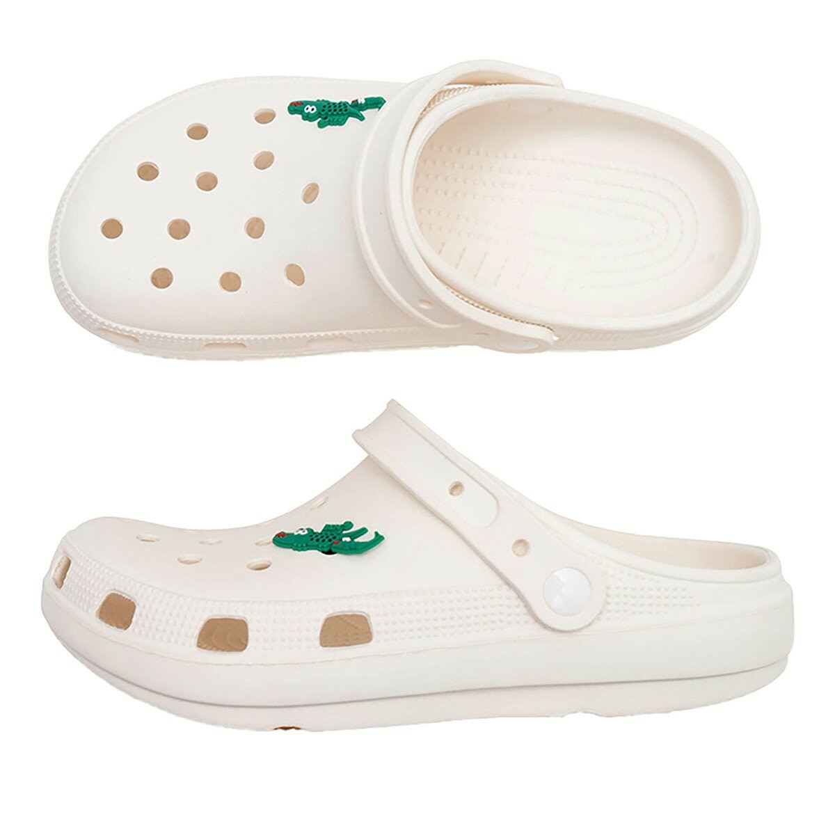 母子鱷魚 兩穿洞洞鞋 白