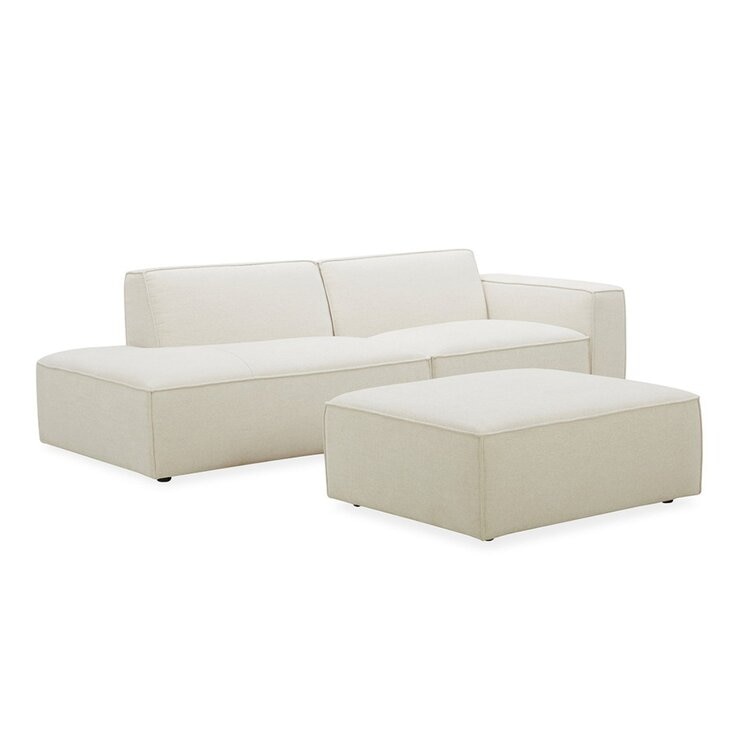 Aiden & Ivy 布面可移動式沙發附腳凳 米