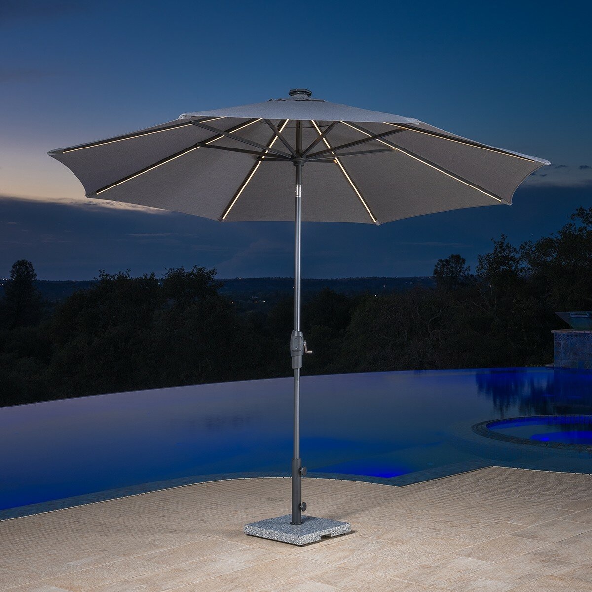 Sunvilla 10呎 LED 戶外遮陽傘 灰色