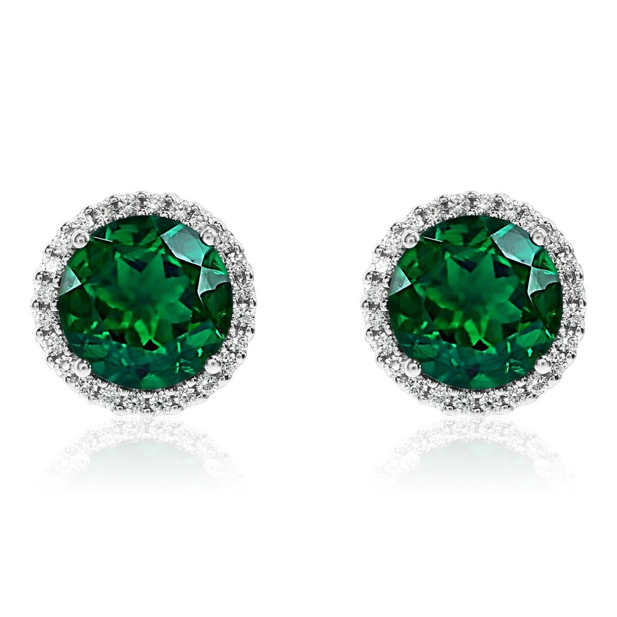 0.44克拉 綠寶石圓形鑽石耳環 VS2/I