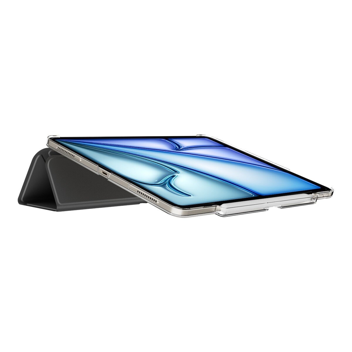 MAGEASY Facet 全方位支架透明背蓋保護套 (筆槽款) 適用於 2025 / M3 - 2024/ M2 iPad Air 13吋 & 2022 - 2020 iPad Pro 12.9吋 黑