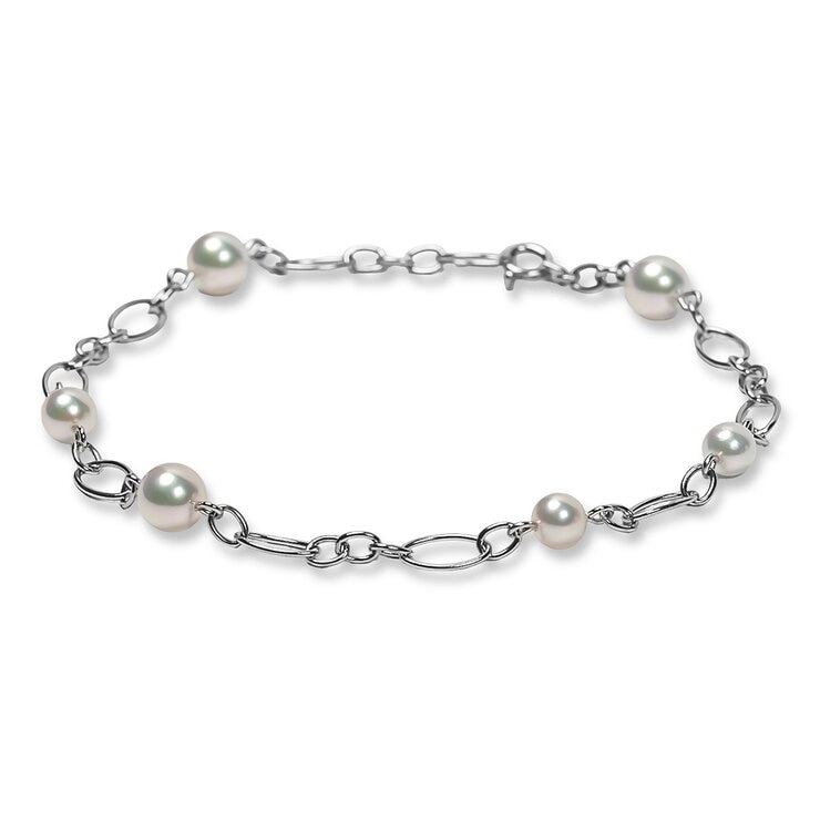 Tokyo Pearl 18K白K金 4.5公釐 - 6.0公釐 Akoya 珍珠手環