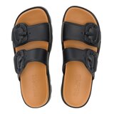 Camper 男皮革寬帶拖鞋 黑色