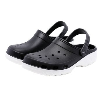 母子鱷魚 水陸雙色洞洞鞋 黑+白底