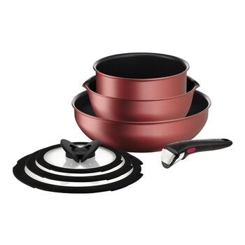 Tefal 法國特福 巧變精靈系列鍋具 含蓋7件組 寶石紅