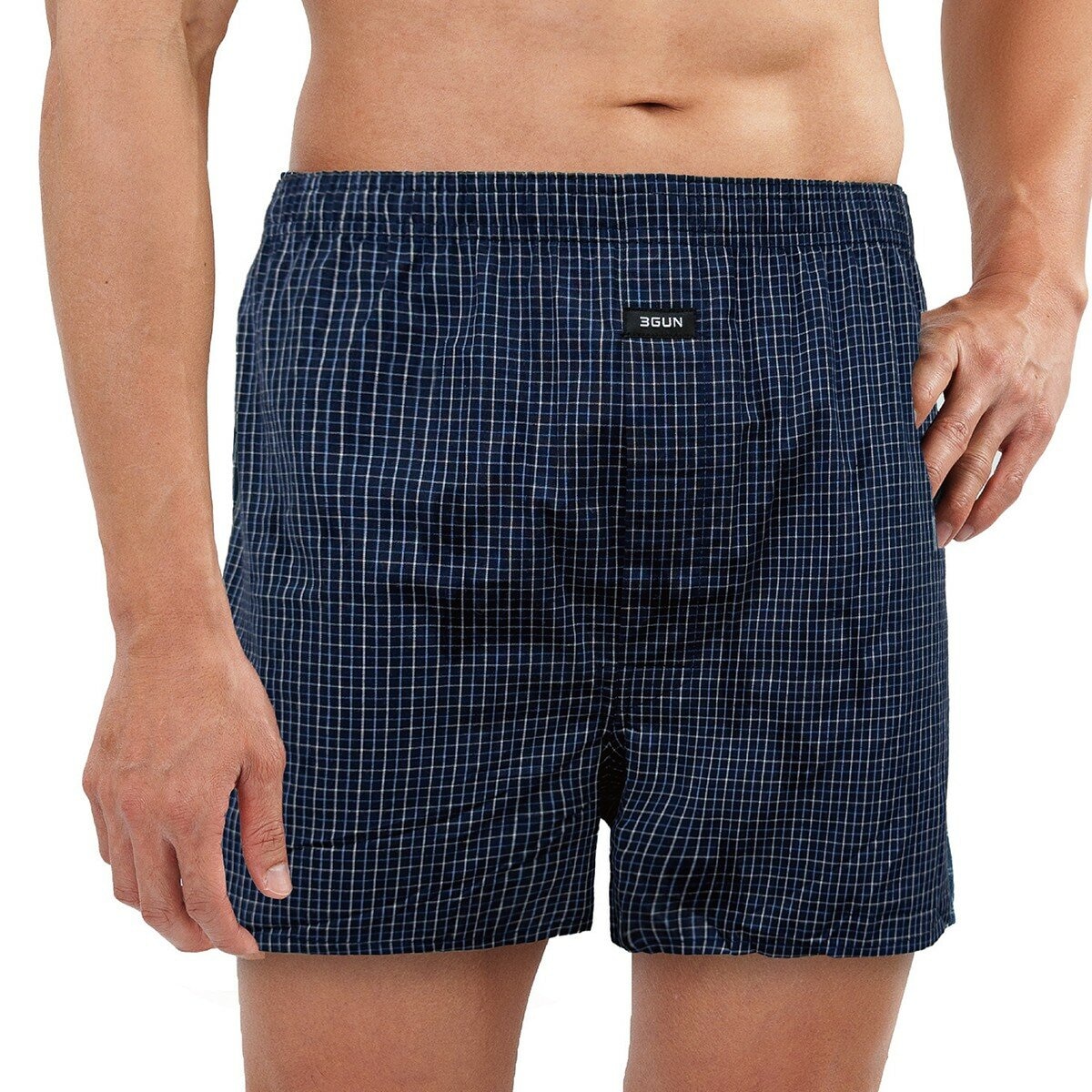 三槍 宜而爽 男平織平口褲 3入組 格紋