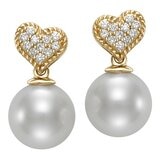0.08克拉 14K黃K金 鑽石珍珠耳環