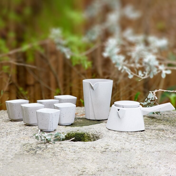 陸寶 飲隱山石茶禮 10件組 清水模灰