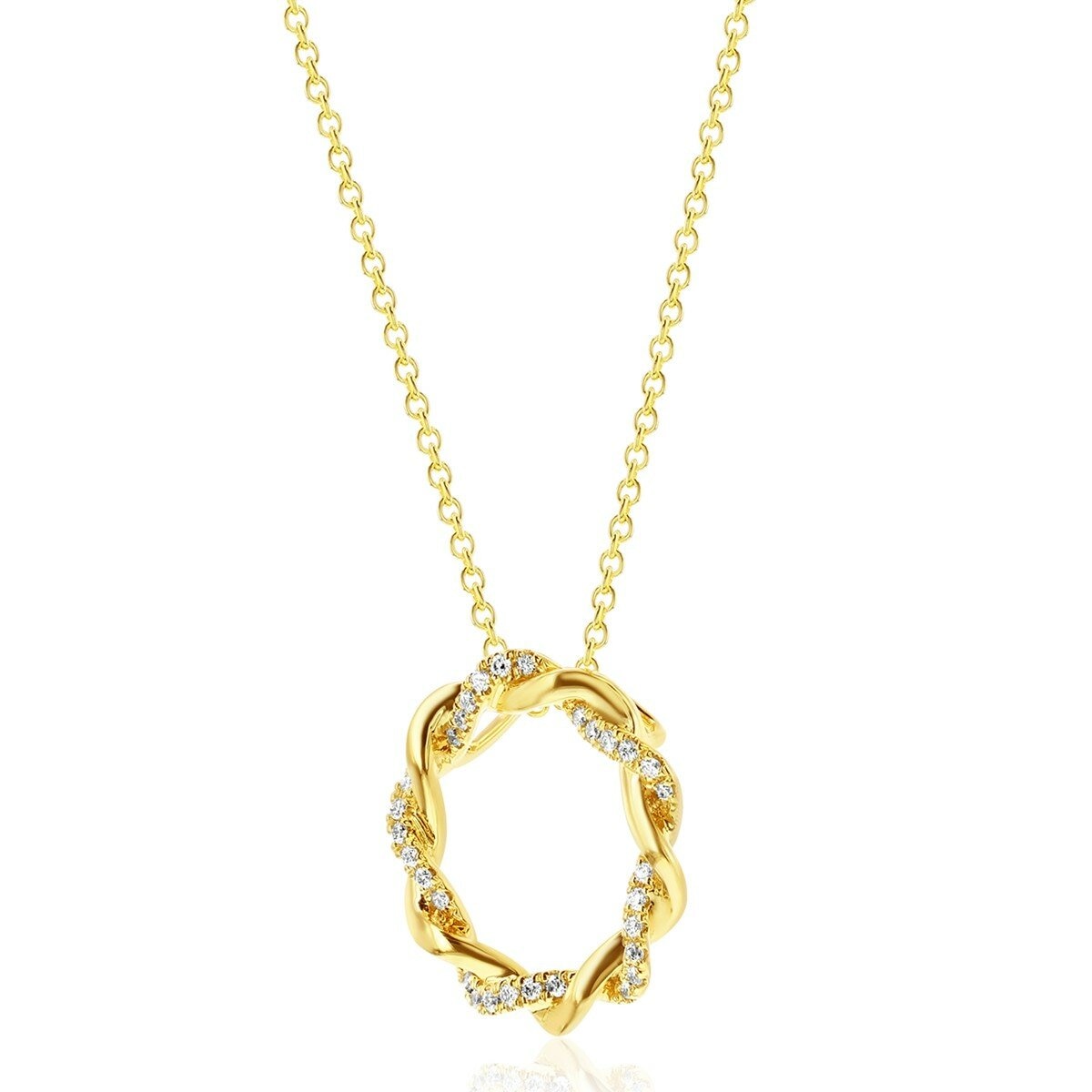 0.11克拉 14黃K金 圓形鑽石項鍊 VS2/I