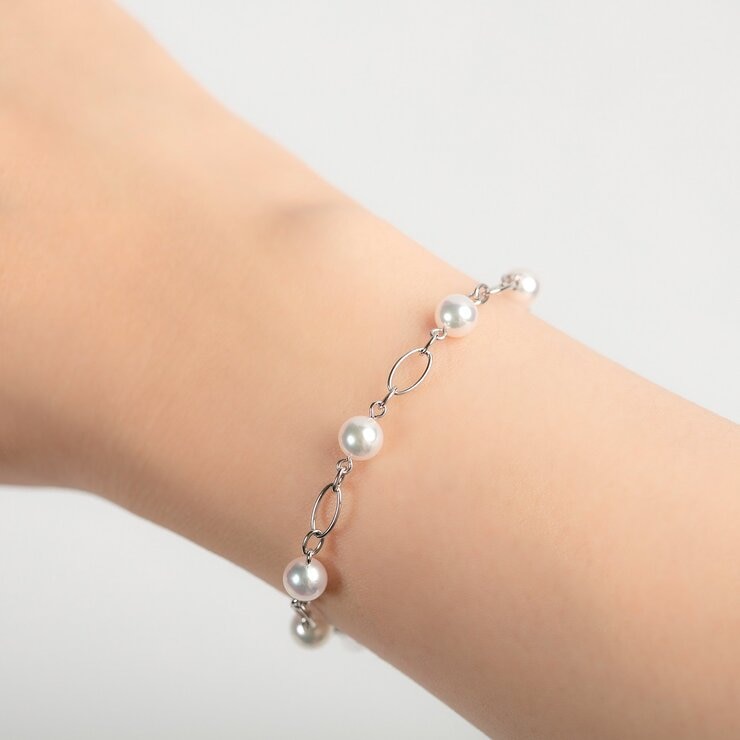 Tokyo Pearl 18K白K金 5.5公釐 - 6.0公釐 Akoya 珍珠手環