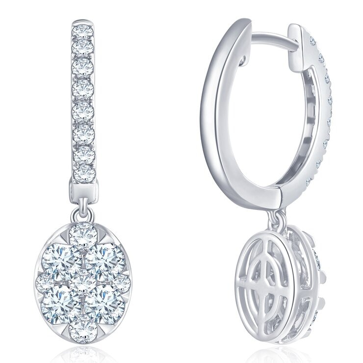 1.00 克拉 14K白K金 圓形鑽石耳環 VS2/I