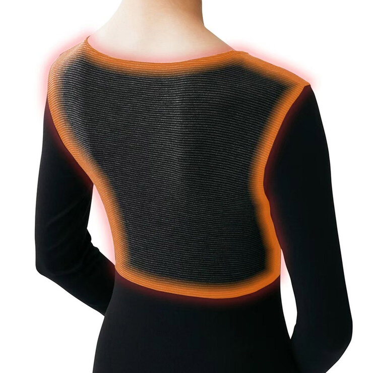 郡是 女發熱長袖衛生衣 黑